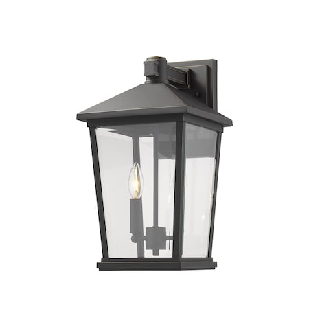 Z-Lite Beacon 2 Light Outdoor Wall Sconce, Oil Rubbed Bronze & Clear Beveled 568B-ORB